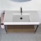 Console Sink Vanity With Ceramic Sink and Natural Brown Oak Shelf
